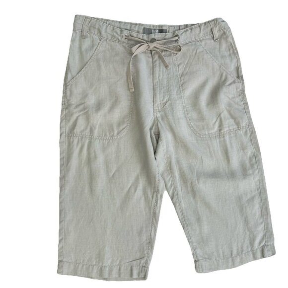 Tristan 100% Linen Capri Pants size medium drawstring waist - Picture 1 of 9